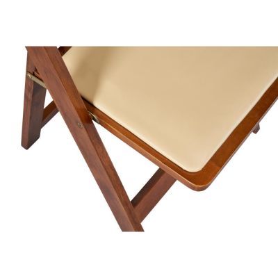 Image two of Fruitwood Tan Seat Wood Folding Chair (Limited Quantities)